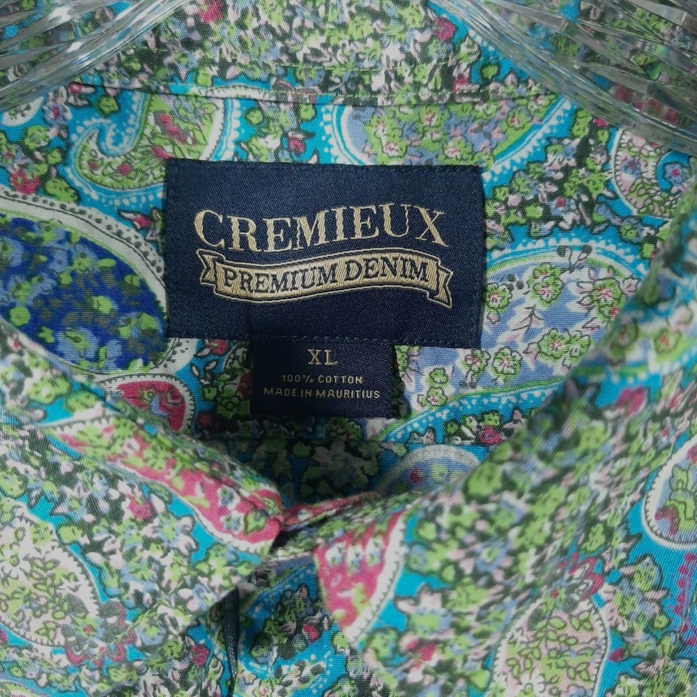 Cremieux Premium Denim Mens XL Short Sleeve Paisley Button Shirt Cotton Multi - Picture 10 of 10